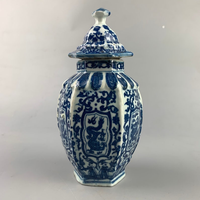 Chinese Antique Vase Blue and White Porcelain Handpainted Etsy