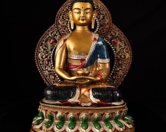 Chinees antiek handgemaakt groot prachtig koperen boeddhabeeldornament met onbeperkte levensduur