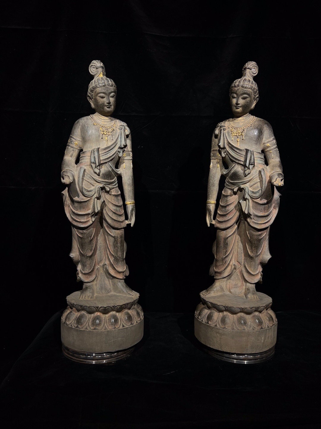 A Pair of Chinese Antique Hand-carved Large Exquisite Rare Bluestone ...