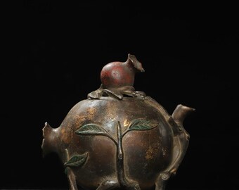 中国土産　香炉 香炉/香器『高岡銅器【珠玉型香炉/緑金色】銅製[空焚き用]』竹中