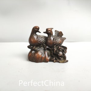 Exquisite rare copper mandarin duck statue ornaments handmade from Chinese antiques