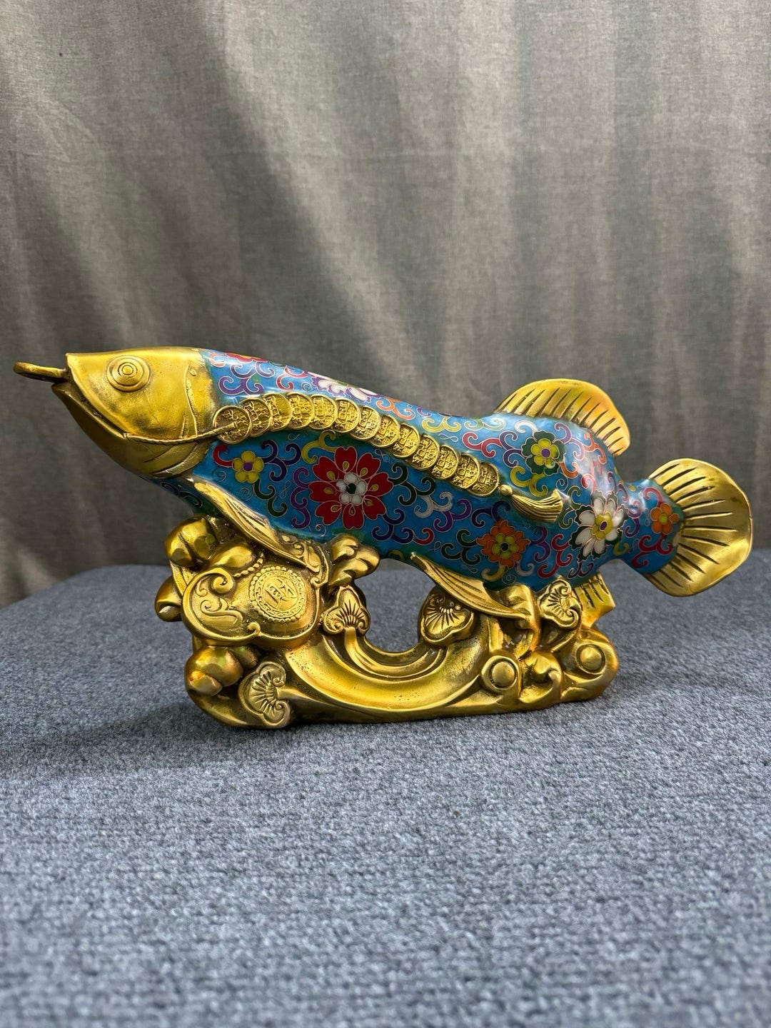 Antique Chinese Bronze Cloisonné Ruyi Dragon Fish Statue - Etsy