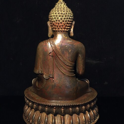 China Antique Collection Handmade Exquisite Rare shops Seiko Pure Copper Sakyamuni Buddha Statue Ornament
