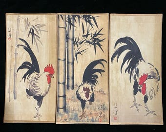 頑張れ鶏の骨董書道と絵付け 現在、この商品の在庫はありません - Etsy