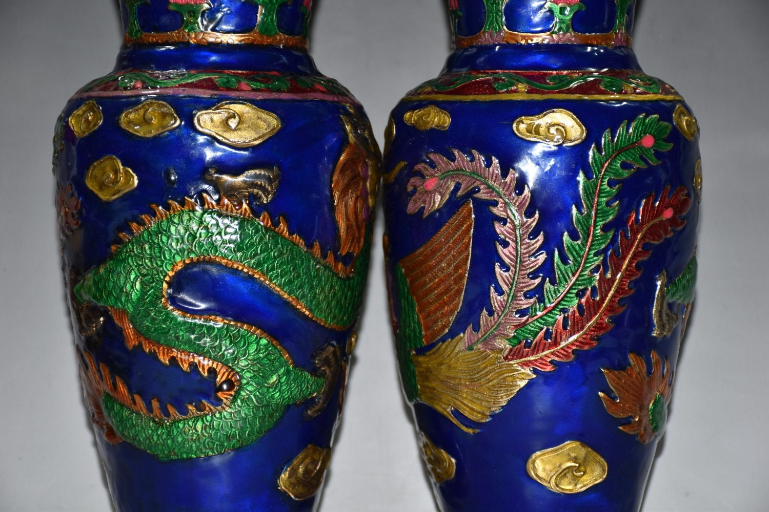 Chinese antique vase pure copper cloisonne handmade dragon and Etsy