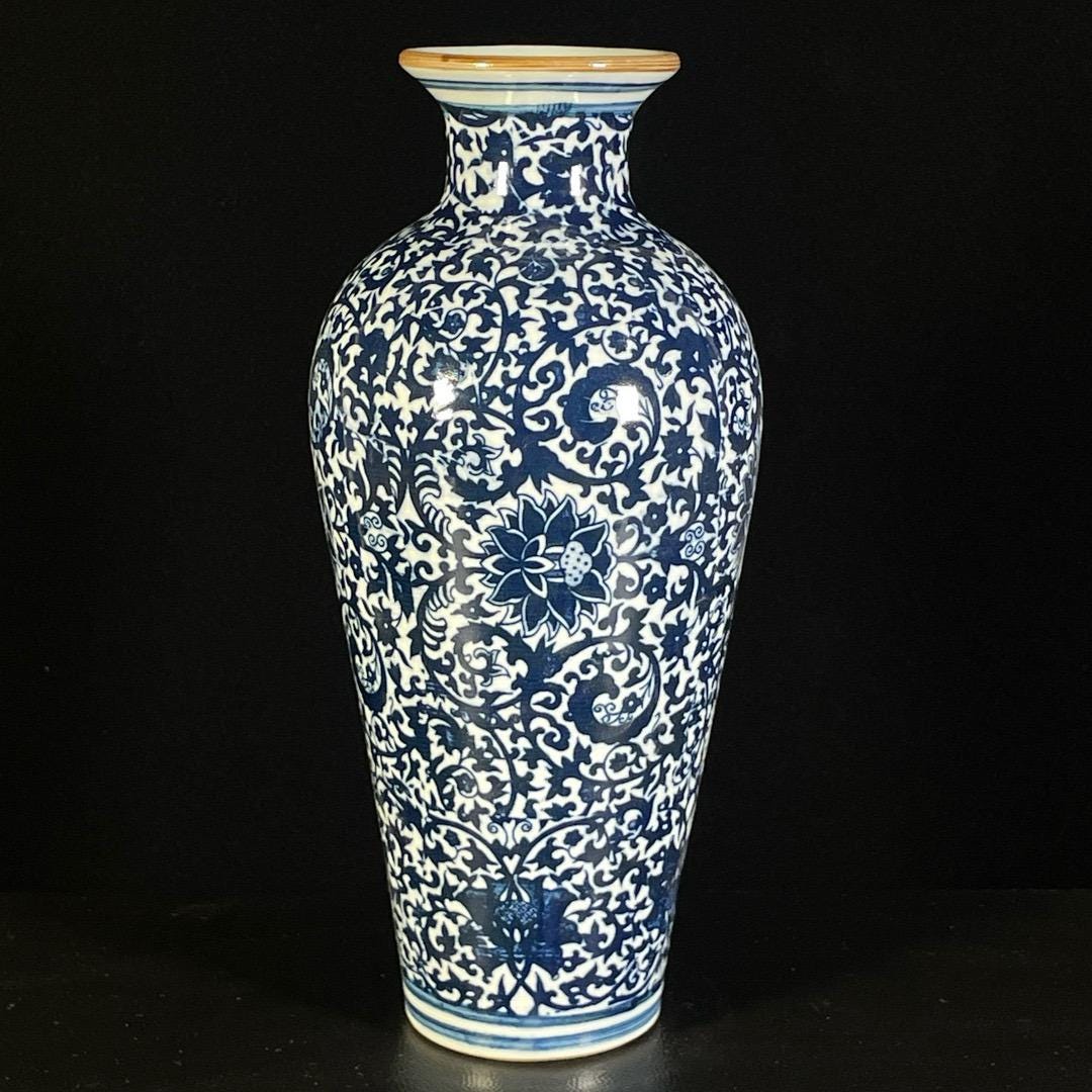 青い陶器の円筒形花瓶 Blue floor vase - Etsy 日本