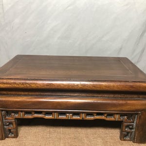 Chinese antique pure hand-carved exquisite rare rosewood Huizi pattern kang table base tea table ornaments