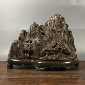 Chinese antique handmade exquisite rare pure copper Taishan incense burner ornaments