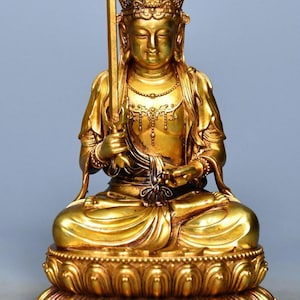 Exquisite handmade antique Chinese copper void treasure Buddha statue ornament