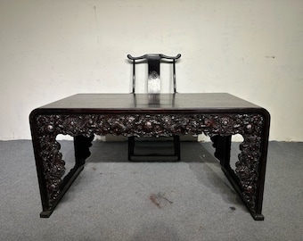 Chinese antique collection exquisite and rare rosewood auspicious animal pattern desk set