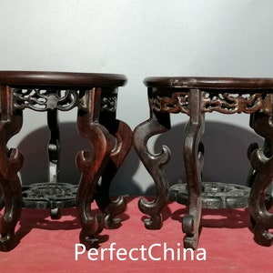 A pair of handmade large and exquisite rare wooden table, flower rack base, tea table ornaments made of Chinese antiques