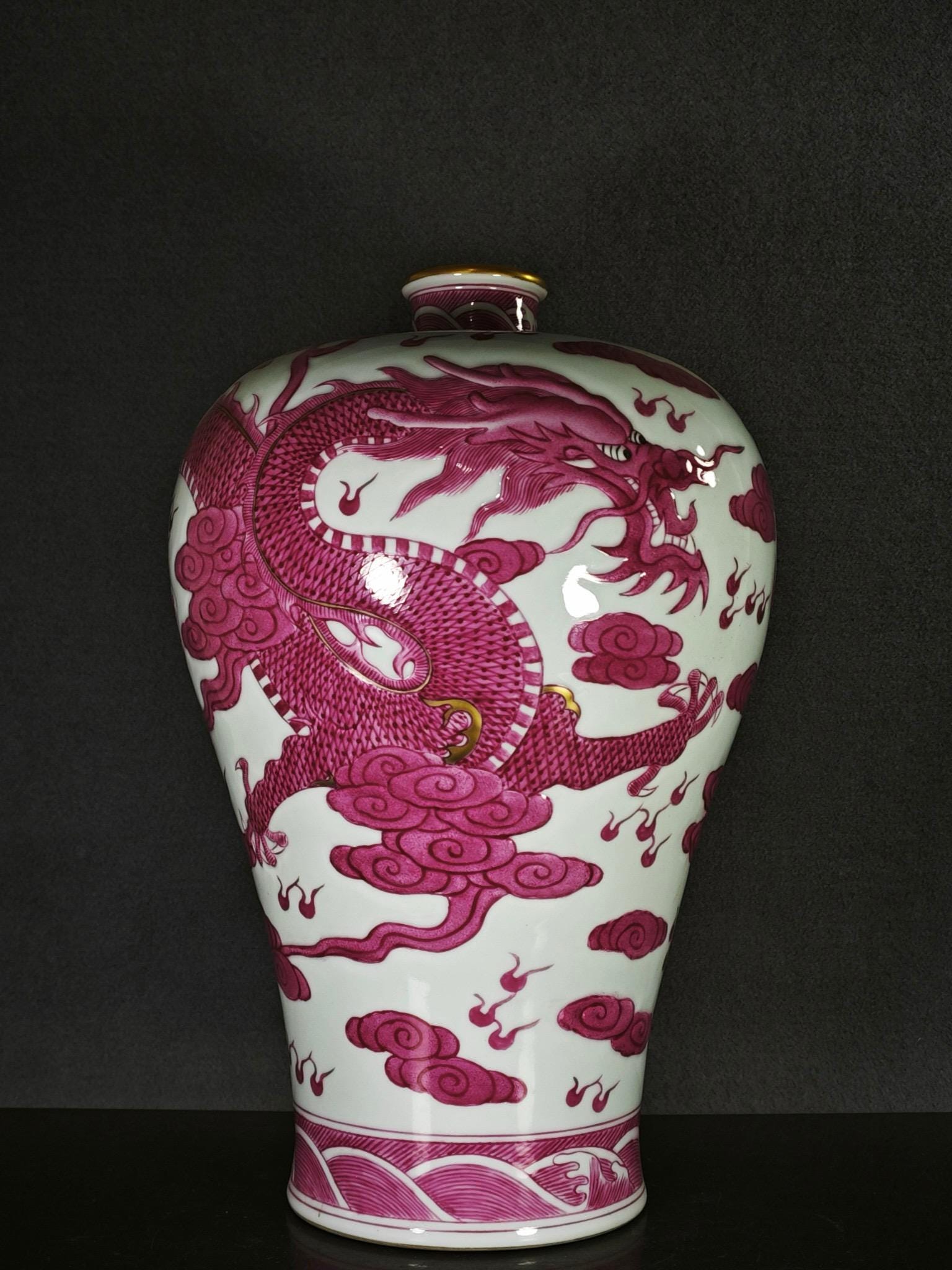 Chinese Antique Pure Hand-painted Exquisite Rare Rouge Red Gold