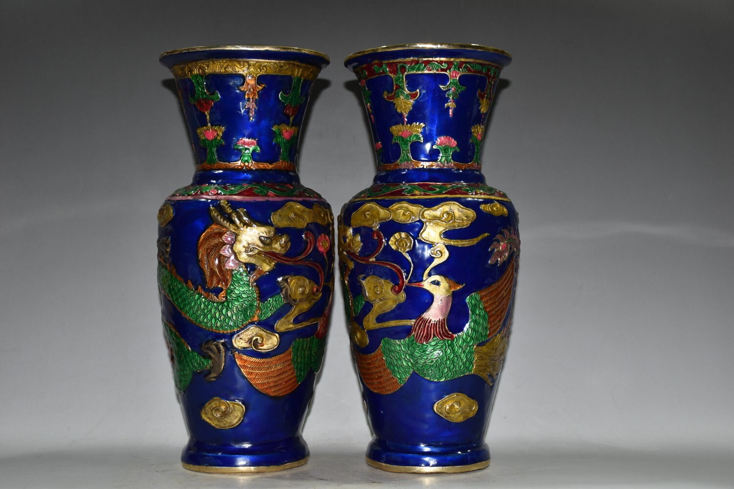 Chinese antique vase pure copper cloisonne handmade dragon and Etsy