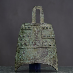 Chinese antique pure handmade exquisite rare bronze flat bell statue ornaments