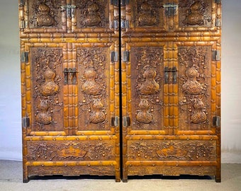 Chinese antique hand-carved huge exquisite and rare rosewood mortise and tenon structure "Golden and Jade Mantang" cabinet ornaments