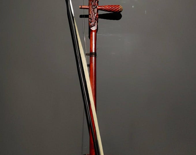 Antique Handmade Rosewood Erhu, Chinese Phoenix Figurine