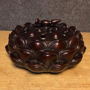 Chinese antique handmade exquisite rare pure copper lotus incense burner ornaments
