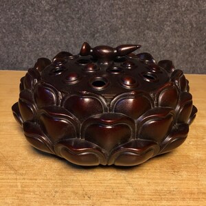 Chinese antique handmade exquisite rare pure copper lotus incense burner ornaments