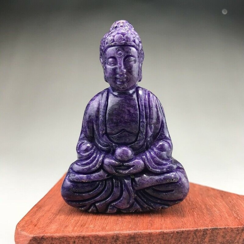 Natural jade purple grade A pure handcarved Buddha statue Etsy