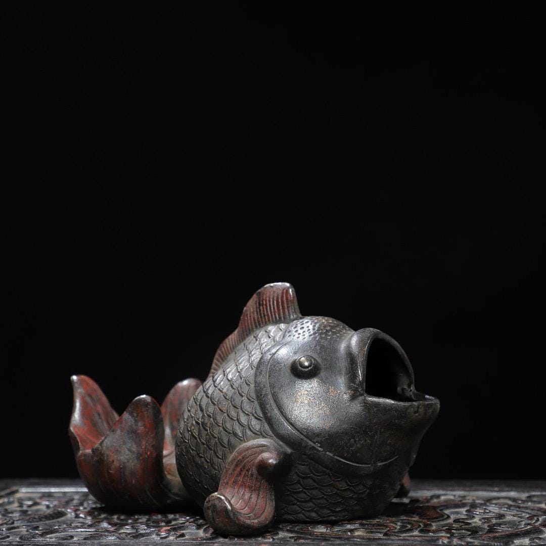 Exquisite and Rare Pure Copper Goldfish Statue, Handcrafted From ...