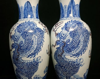 Descubrimiento Óptima Helecho Blue chinese vase - Etsy México