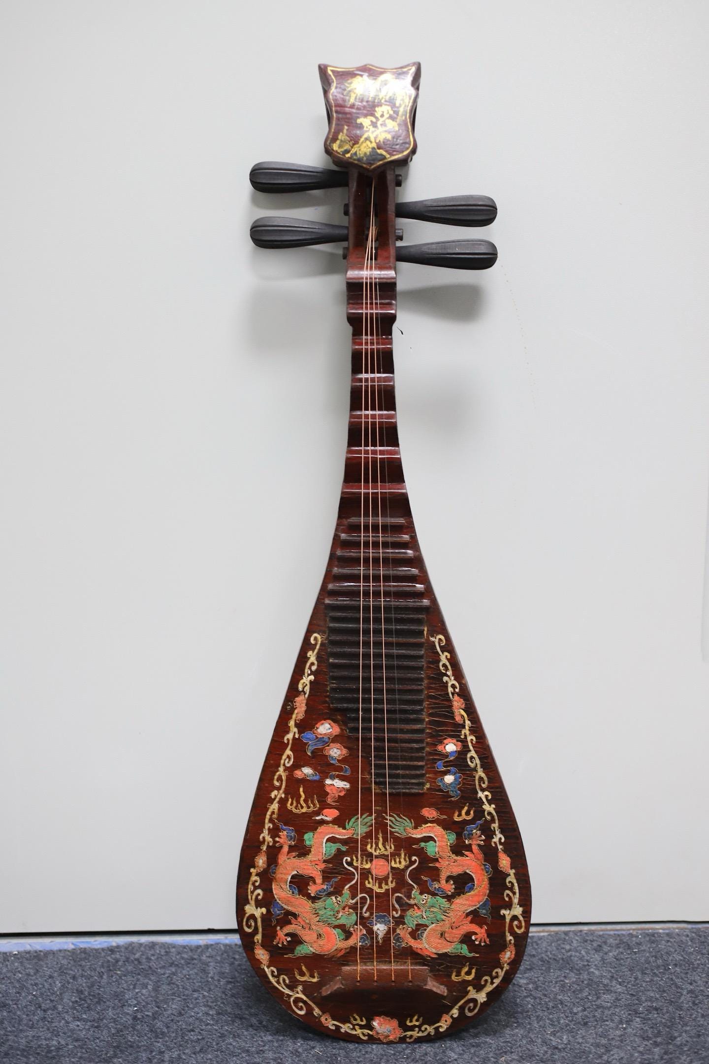 Dragon String Instrument Exquisite Chinese Antique Wooden Lacquerware Pipa Musical Instrument ...