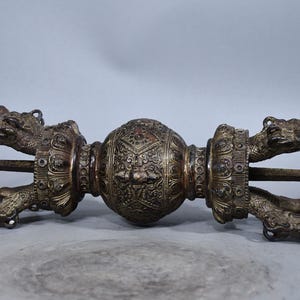 A rare and exquisite pure copper vajra Buddhist ornament made by hand from antique China