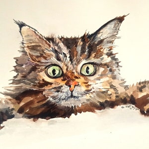 1-Best cat portrait 2- original painting 3-watercolor artwork 4-best gift