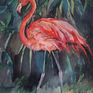 1-Flamingo painting 2- original artwork 3- watercolor painting