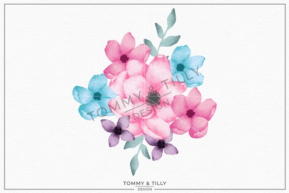 Pink Flower Bouquet Sublimation Design Png Digital Etsy