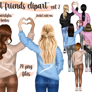 Best friends Clipart vol2 | Build your own charatcters | Heart hands girls | Digital Download | 79 png