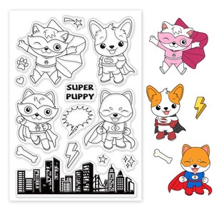 14 tampons clear motifs super héros chiots