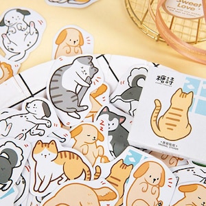 45 stickers autocollants chats et chiens kawaii