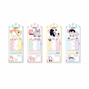 Memo pad kawaii sticky notes shiba panda chat ou pingouin image 1