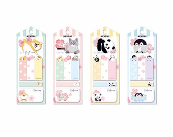 Memo pad kawaii sticky notes shiba panda chat ou pingouin