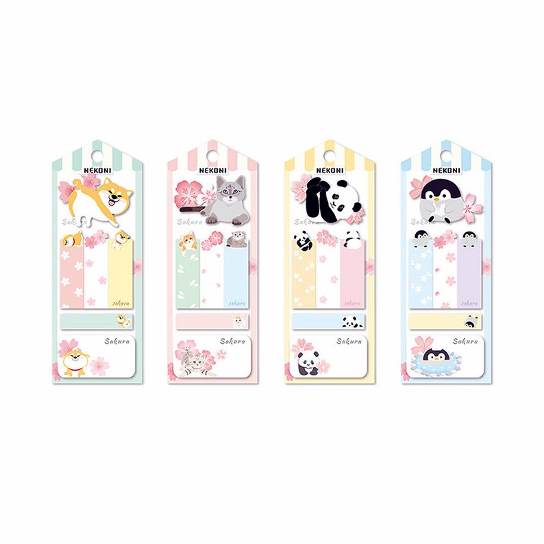 Memo pad kawaii sticky notes shiba panda chat ou pingouin image 1