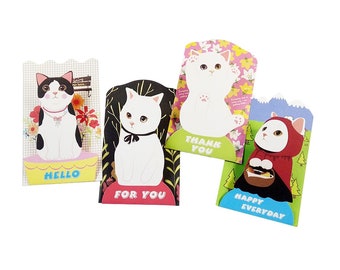 Carte chats kawaii pour étrennes anniversaire 4 chats au choix