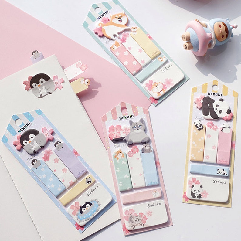 Memo pad kawaii sticky notes shiba panda chat ou pingouin image 2