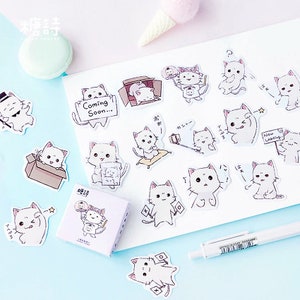 45 stickers autocollants petits chats kawaii