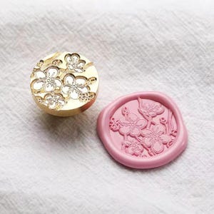 Sceau fleurs de cerisier sakura pour cachet de cire sans manche