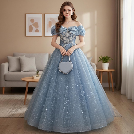 Blue Evening prom dress,Wedding Party Dress,Cocktail Dress,Elegant Party dress,Bridesmaid gown,Maxi Dress,Tulle Dress,Off Shoulder Dress
