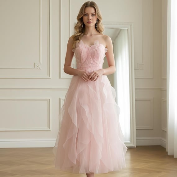 open lace back dress Pink Flower Princess Girl Dress Birthday Party Gown J787 Pink / Child-10 main image 1