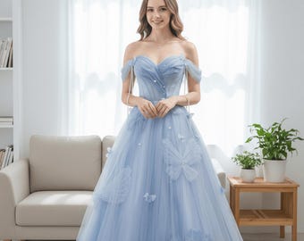 Charming Senior Blue Princess Dress,Sweetheart Gowns,Fairy prom dress,Wedding dress,Elegant party dress,Bridesmaid gown,Formal Evening Dress