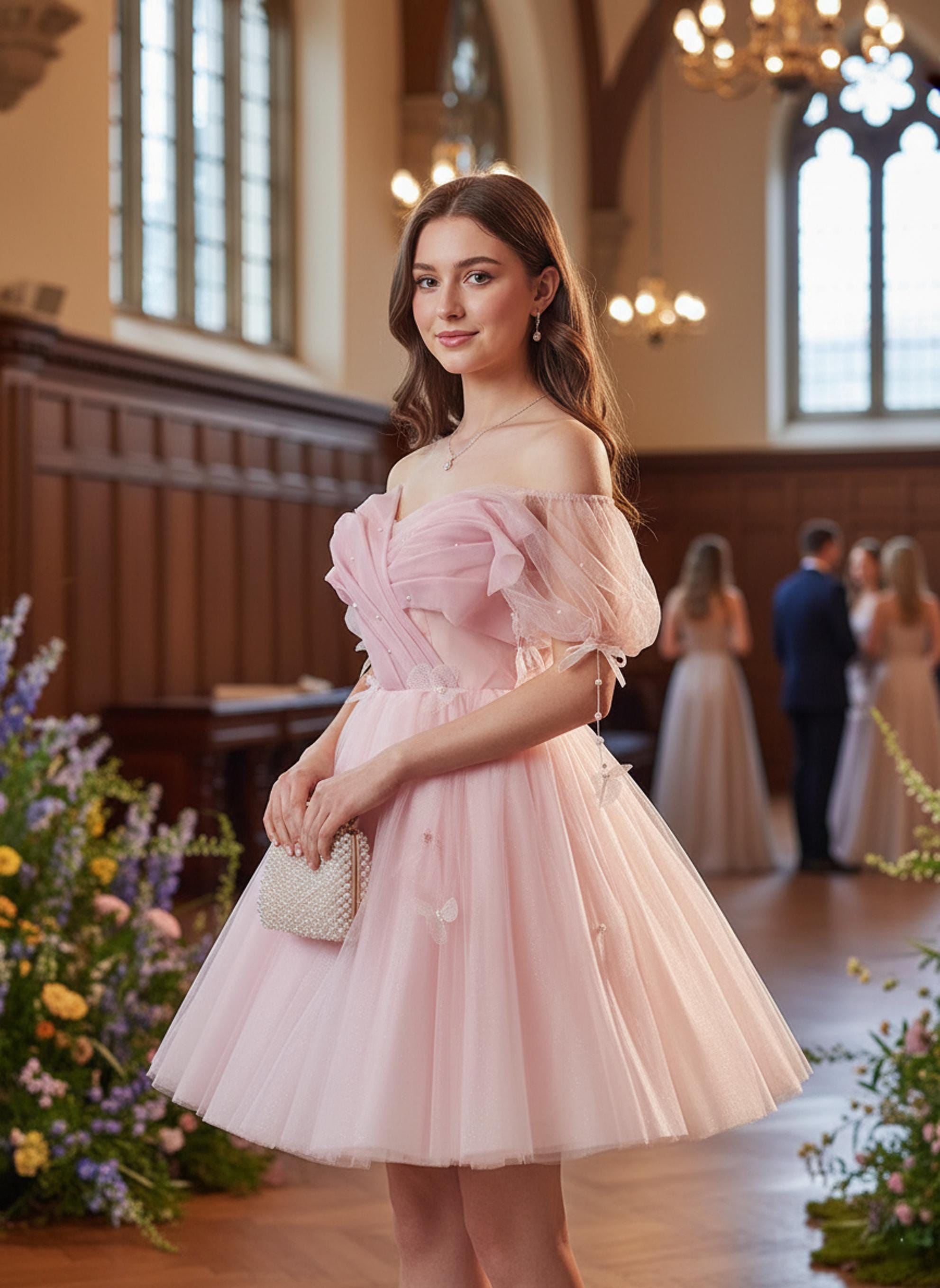 sachin and babi light blue dress Peach Pink Flower Sweetheart A-line Fairy Designer Prom Formal Dress main image 0