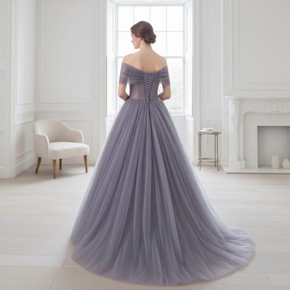 dusty lilac prom dress Long Glitter Prom Dress with Sheer Overskirt- PromGirl Dusty Lavender / 6