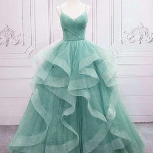 Green Princess prom dress,Fairy prom dress,Formal Evening dress,Wedding party dress,Elegant party dress,Bridesmaid gown,Graduation dress