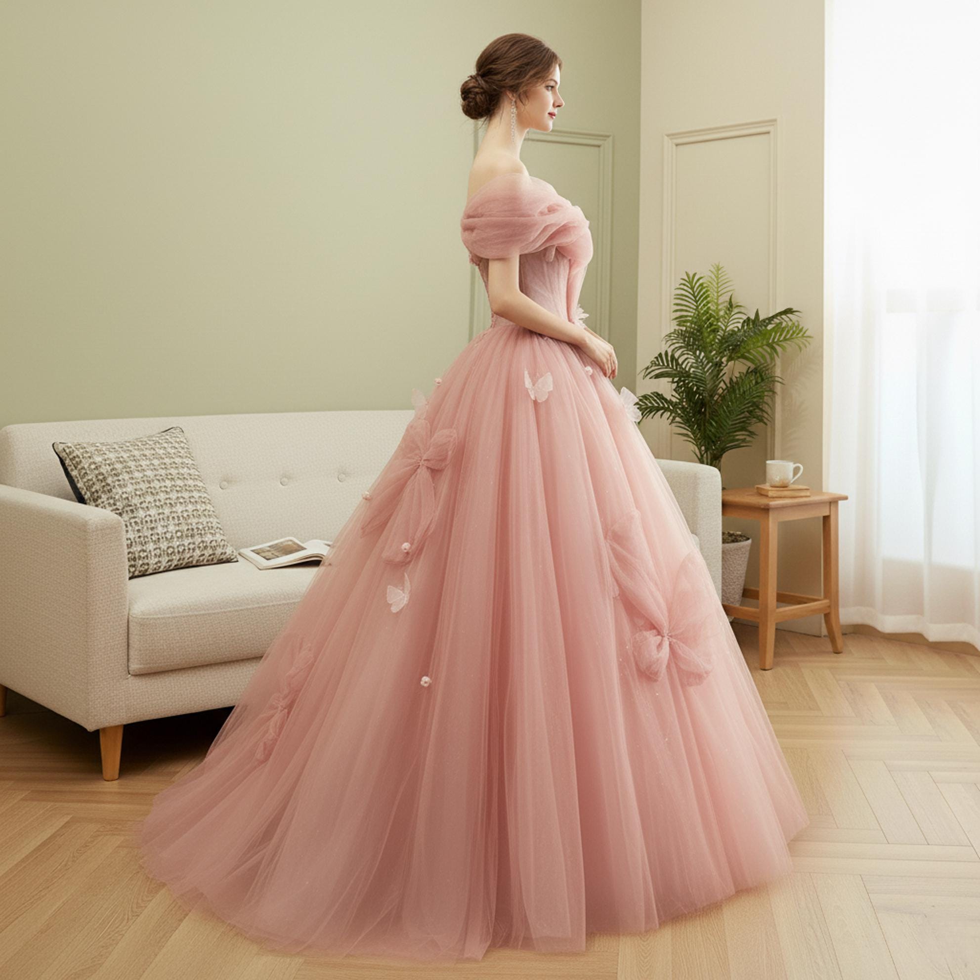 ワンピース Ballerina fairy tulle peplum tops (pink) ワンピース Ballerina fairy tulle peplum tops (pink