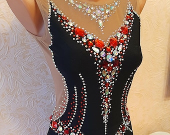 Custom Rhythmic Gymnastics Leotard, Rhinestone Embellished, Made to Measure