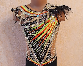 Custom Made Girls Rhythmic Gymnastic Leotard, jumpsuit or rhythmic gymnastics, acrobatics,  figure skating,  新体操レオタード  / RG Leotard