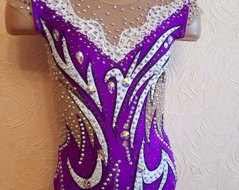 Custom Rhythmic Gymnastics Leotard, Rhinestone Embellished, Made to Measure